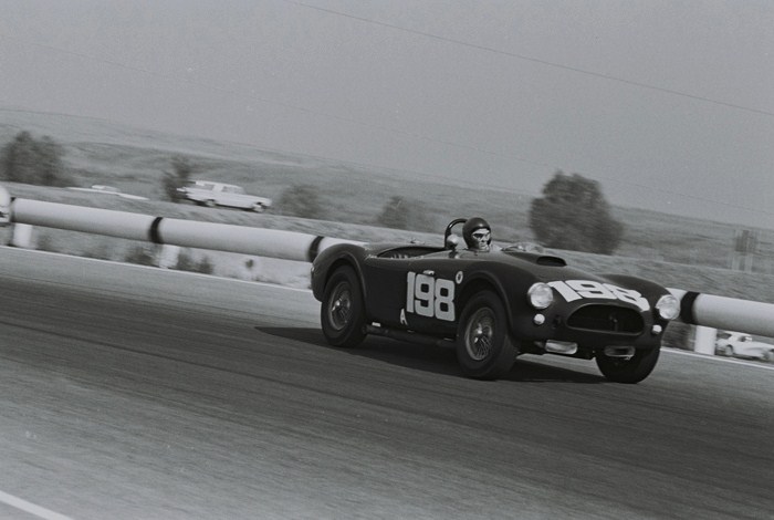 Dave MacDonald races the Carroll Shelby Cobra 260ci to its first ever win at Riverside International Raceway